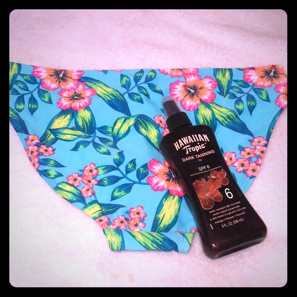 NWT 🏖🌺 TURQUOISE TROPICAL HIBISCUS FLORAL BIKINI SWIM BOTTOM Girls 16/Women’s S - Picture 2 of 5